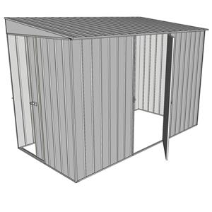 Build-a-Shed 1.5 x 2.3 x 2m Sliding Door Tunnel Shed with Hinged Side Door - Zinc