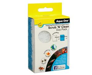 Fine & Coarse Aquarium Algae Pads Scrub 'N' Clean Duo Pack for Fish Tank Cleaning by Aqua One