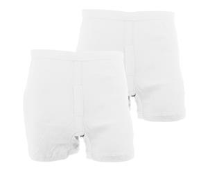 Floso Mens 100% Cotton Interlock Trunk Underwear (Pack Of 2) (White) - MU161