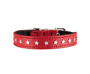 Hunter Capri Mini Stars Leather Dog Collar Small to Medium Breeds - Red/Black