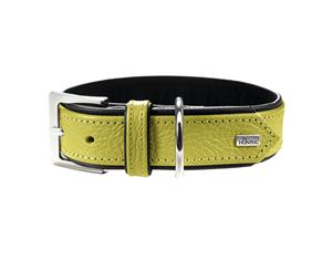 Hunter Premium Capri Leather Dog Collar Small to Large Breeds - Linden Green/Black