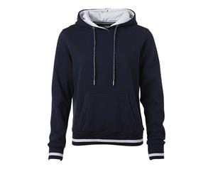 James And Nicholson Womens/Ladies Club Hoodie (Navy/White) - FU808