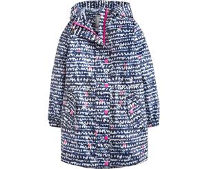 Joules Girls Z ODR Golightly Lightweight Waterproof Parka Coat Jacket - Navy Hearts