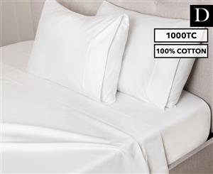 Luxury Living 1000TC Cotton Double Bed Sheet Set - White