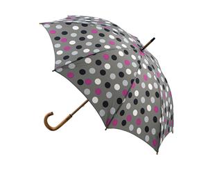 Manual Wood Umbrella Grey Polka Dots