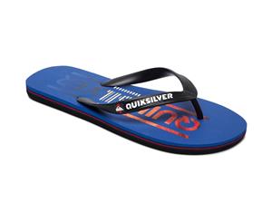 Quiksilver Mens Molokai Wordmark Toe Point Flip Flop Summer Sandals - Black/Blue/Blue