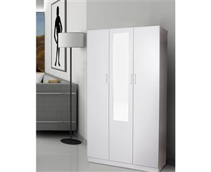 Redfern 3 Doors Combo Wardrobe/Storage/Cabinet with Mirror - White