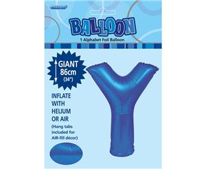 Royal Blue Y Alphabet Foil Balloon 86cm