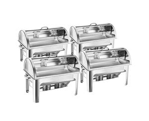 SOGA 4X Stainless Steel Full Size Roll Top Chafing Dish 9L Food Warmer