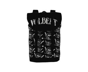 Volbeat Backpack Heritage Bag Barber Skull Band Logo Allover Official - Black