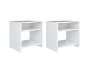 2x Bedside Cabinet High Gloss White Chipboard Bedroom Nightstand Table