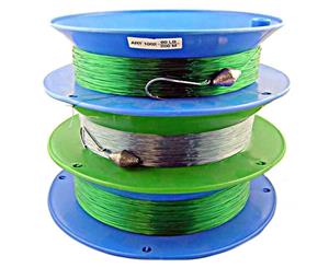 3 x 10 Inch Hand Casters Pre Rigged with 200m of 60lb Mono Fishing Line