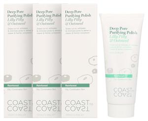 3 x Coast To Coast Deep Pore Purifying Polish Lilly Pilly & Oatmeal 100mL