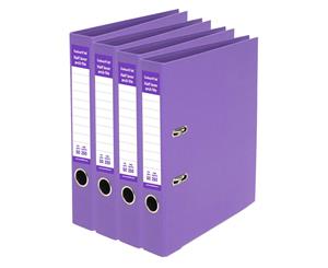 4PK ColourHide A4 250 Sheets Half Lever Arch File/Office Organiser/Binder Purple