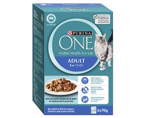 6 x Purina One Adult Cat Food Ocean Fish In Gravy 70g