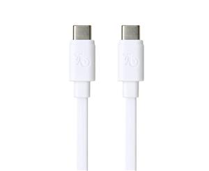 Gecko USB C to C Fast Charging Cable Sync Data Flat Male to Male Hi-Speed White