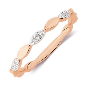 Marquise Stacker Ring with Diamonds in 10ct Rose Gold