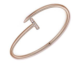 Nail Bangle Rose Gold Embellished with Swarovski crystals-Rose Gold/Clear