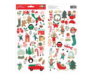 Pebbles - Merry Little Christmas Collection - Stickers with Foil Accents