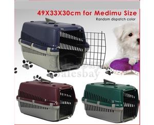 Portable Plastic Dog Cat Pet Pets Carrier Travel Cage w Front Doors House Kennel