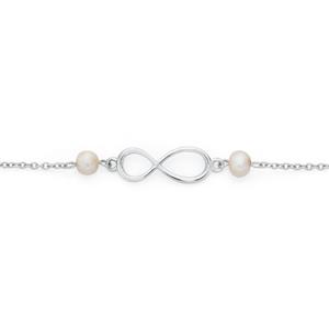 Silver 2 Cultured Freshwater Pearl Infinity Bracelet