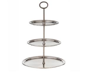 Society Home Wentworth SSteel Aluminum 3-Tier Serving Stand Brushed Silver