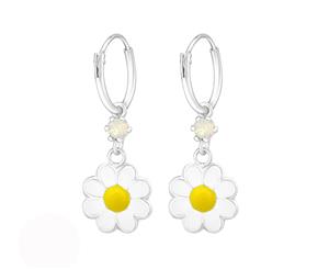 Sterling Silver Kids Hanging Flower earrrings made with Swarovski Crystal