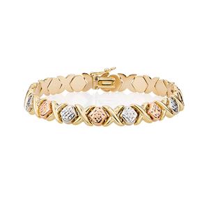 19cm (7.5") Bracelet in 10ct Yellow White & Rose Gold