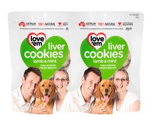 2 x Love'em Lamb & Mint Dog Cookies 450g