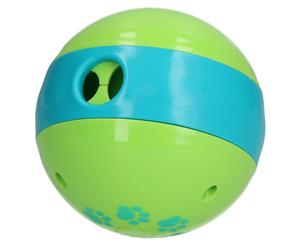 4.5" Green and Blue Dog Treat Ball Dispenser Interactive Slow Feed Puppy Toy