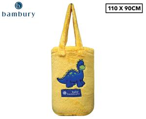 Bambury 110x90cm Dinkey Dinosaur Snuggle Rug - Lemon