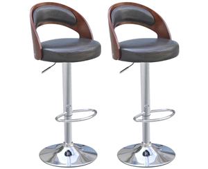 Bar Stools 2 pcs with Bentwood Frame Artificial Leather