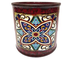 Burgundy 1pce 14.5cm Ceramic Flower Pot Planter in Urban Turkish/Moroccan Style Herbs Succulents