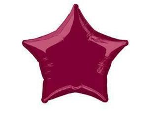 Burgundy star 50cm Foil Balloon Packaged