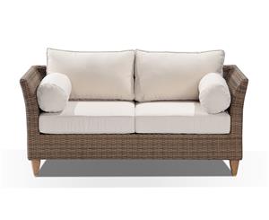 Carolina 2 Seater Outdoor Wicker Lounge - Outdoor Wicker Lounges - Brushed Wheat Cream cushion