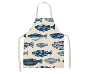 Cartoon Fish Home Kitchen Apron - Blue