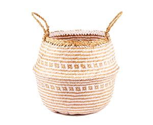 Casa Regalo 33cm Sea Grass Belly Basket in White & Natural