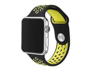 Catzon Sport Soft Silicone Apple Watch Strap iWatch Band Bracelet Replacement Band For iWatch Series 1 2 3 4 - Black Yellow