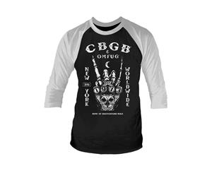 Cbgb T Shirt Est 1973 Logo Official Mens 3/4 Sleeve Baseball - Black