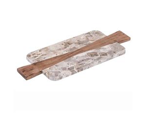 D&W-Taste Sandstorm Marble Acacia Serve Board w Double Handle Multi/Natural