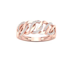 De Couer 9KT Rose Gold Diamond Cuban Link Band (1/6CT TDW H-I Color I2 Clarity)