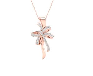 De Couer 9KT Rose Gold Diamond Knotted Ribbon Necklace (1/8CT TDW H-I Color I2 Clarity)