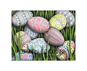 Doveart Cling Stamp 4 inch X5 inch Egg Hunt Background