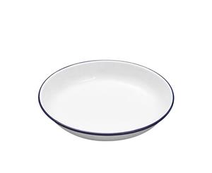 Falcon Enamel Pasta Plate 24cm White/Blue Rim