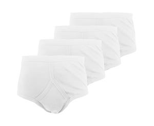 Floso Mens 100% Cotton Interlock Y-Front Underwear (Pack Of 4) (White) - MU162