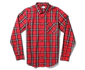 Lrg RC Long Sleeve Poplin Plaid Woven Shirt Red - Red