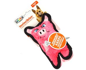 Outward Hound Invincibles Mini Plush Stuffing-Less Dog Toy With Squeaker - Pig