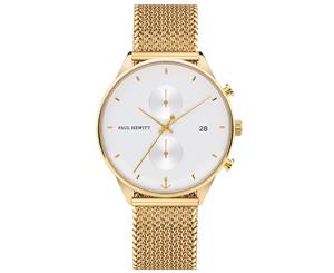 Paul Hewitt Chrono Gold Case White Sand Dial Gold Mesh Strap