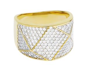 Premium Bling - Sterling 925 Silber Ring - ANGULAR gold