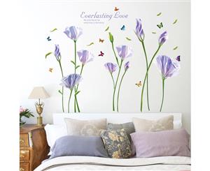 Purple Lily Flower Decals Wall Sticker (Size 131cm x 102cm)